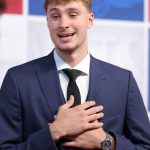 Watch: Cooper Flagg attends Wings vs. Fever game, praises Caitlin Clark